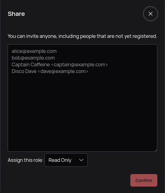 Share Dialog for Bulk Invitations
