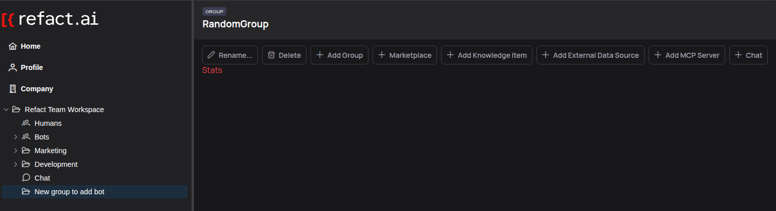 Selecting a group in the sidebar