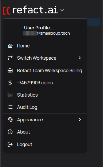 User Menu Dropdown